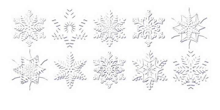 10种不同形状的雪花图案免抠png图片矢量图素材