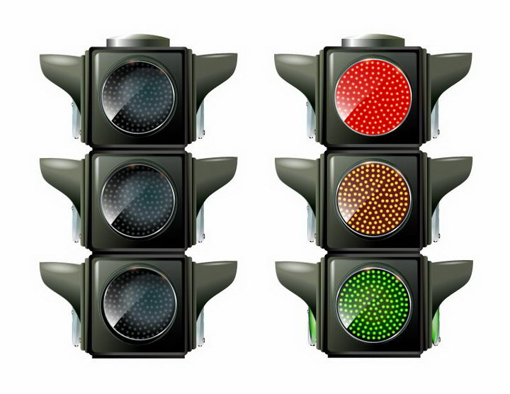 亮着和熄灭的红绿灯交通信号灯免抠png图片矢量图素材