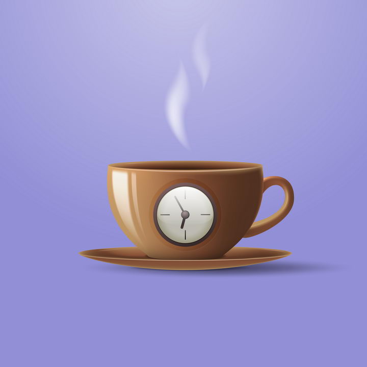 创意带时钟的咖啡杯图片免抠矢量图