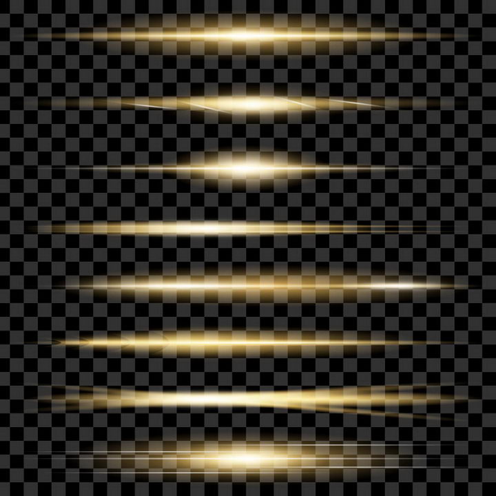 8款金色的光线发光效果免抠png图片矢量图素材