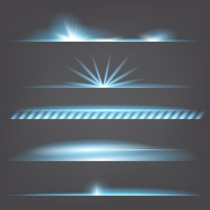 5种蓝色的星光光晕效果图免抠png图片矢量图素材 设计盒子