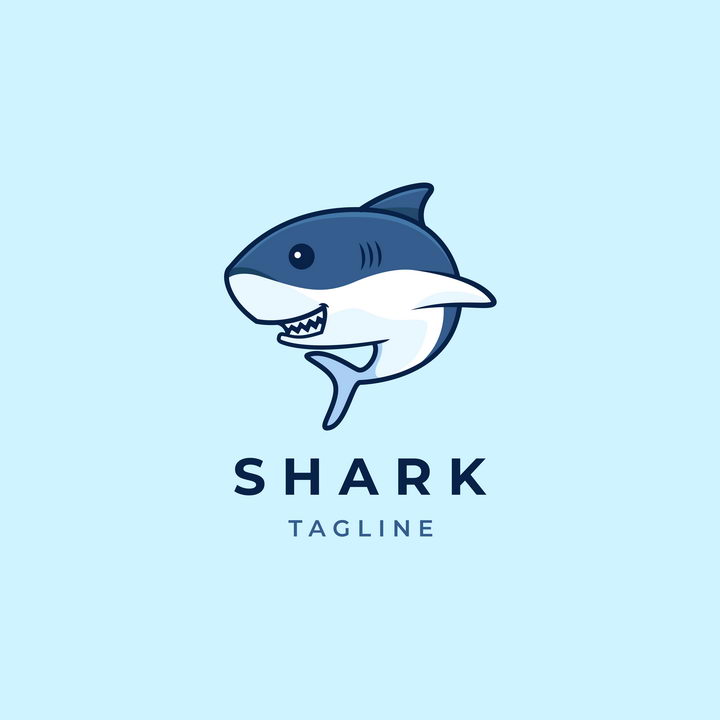 可爱的卡通鲨鱼logo设计方案图片免抠矢量素材