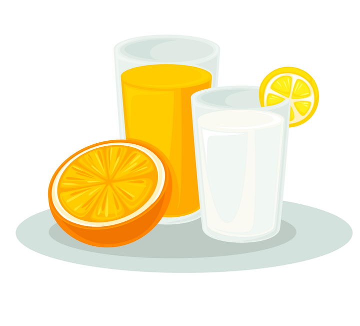 扁平插画风格橙汁牛奶果汁饮料图片免抠素材 生活素材-第1张