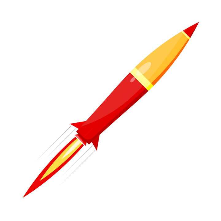 红色黄色风格卡通小火箭图片免抠素材