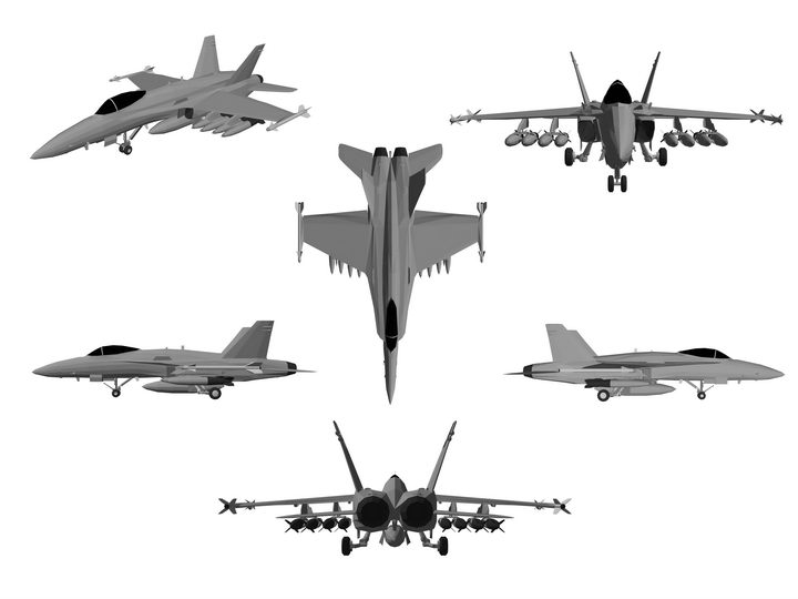6个不同角度的F18战斗机飞机图片免抠素材 军事科幻-第1张