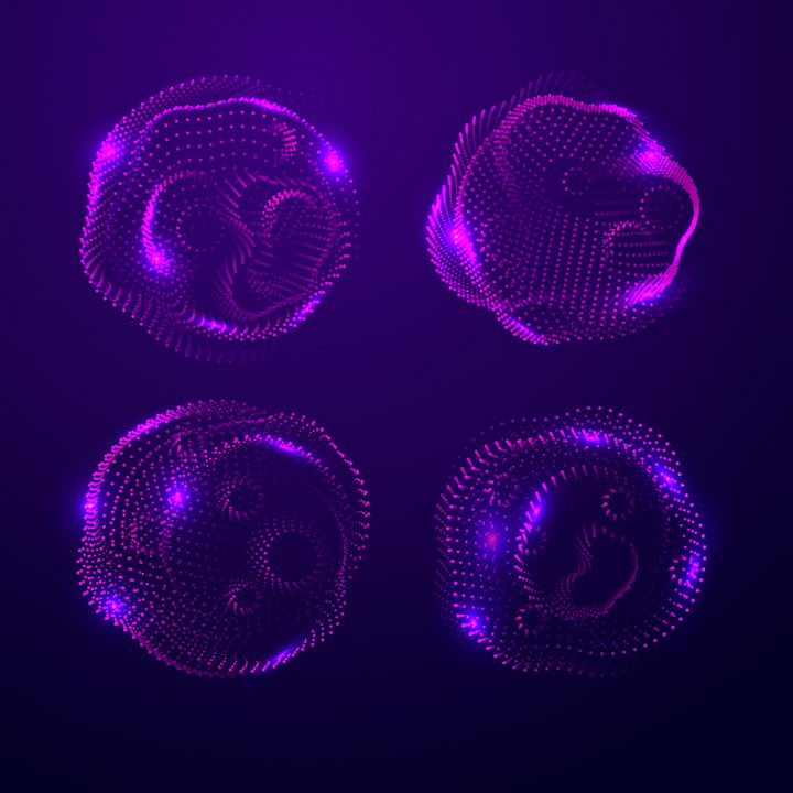 4款紫色光点组成的形状图片免抠矢量图素材 线条形状-第1张