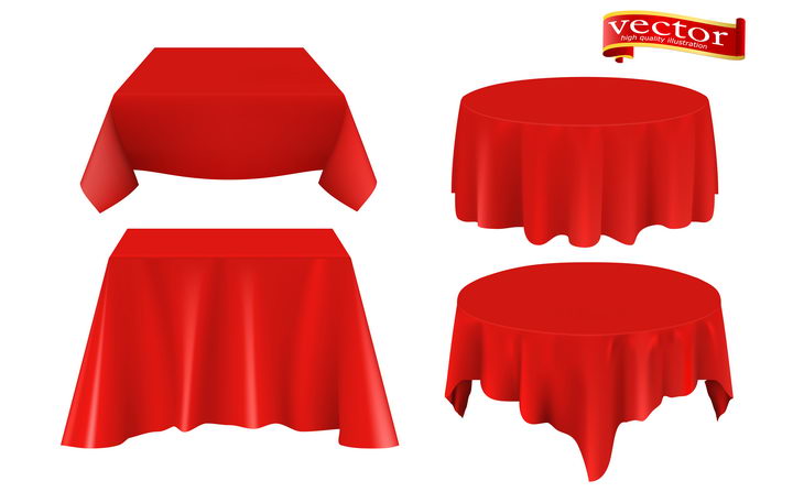 四款红色桌布图片免抠素材