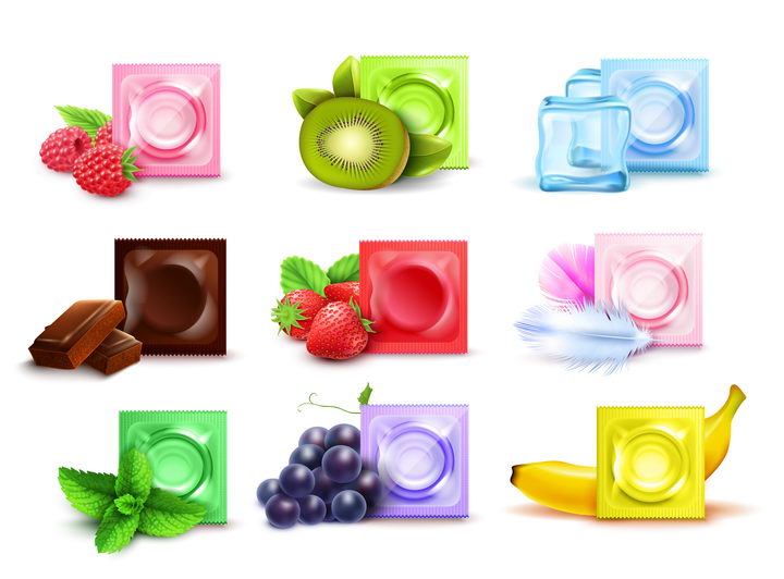 搭配各种水果味的避孕套图片免抠素材 健康医疗-第1张