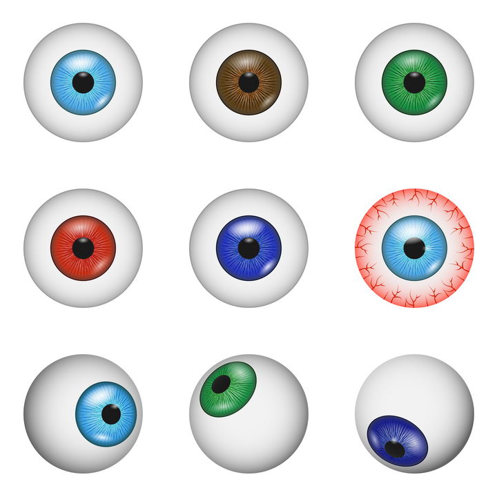 9款不同的眼睛眼球人体器官免抠矢量图片素材 健康医疗-第1张