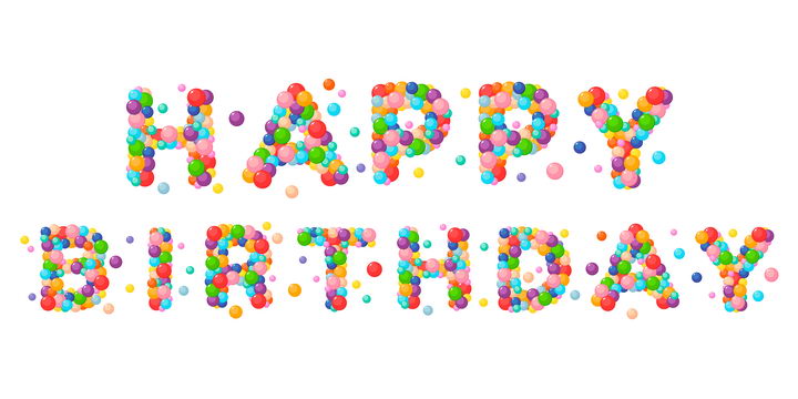 彩色气球组成的英文生日快乐happy Birthday生日字体图片免抠素材 设计盒子