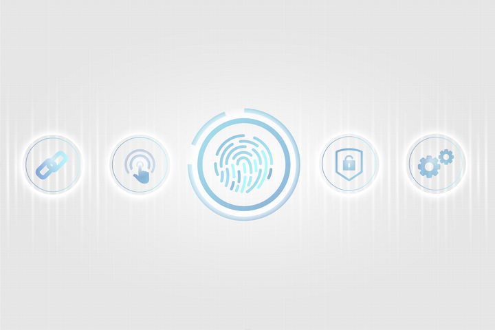 蓝色的指纹解锁指纹识别技术图标免抠矢量图片素材 IT科技-第1张
