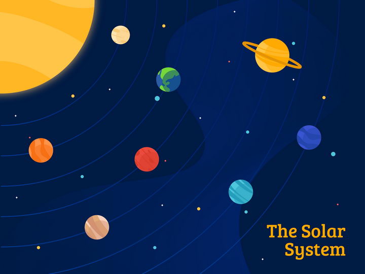 卡通扁平化风格太阳系八大行星图片免抠素材