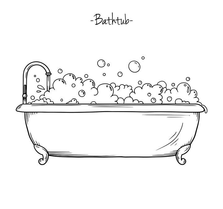 浴缸简笔画 洗澡图片