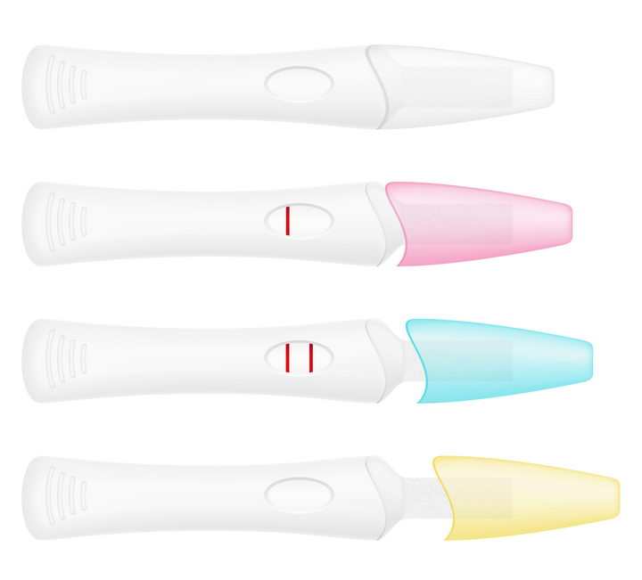 四款不同颜色打开盖子的验孕棒怀孕孕妇用品免抠矢量图片素材