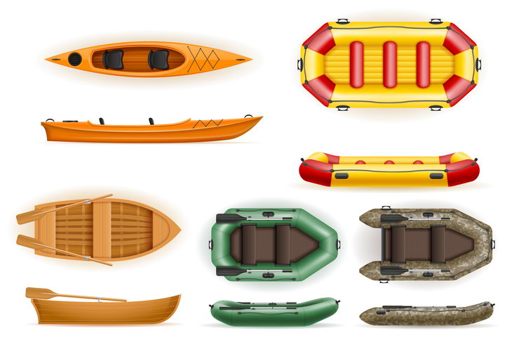 各种各样的皮划艇小木船充气船免抠矢量图片素材 交通运输-第1张
