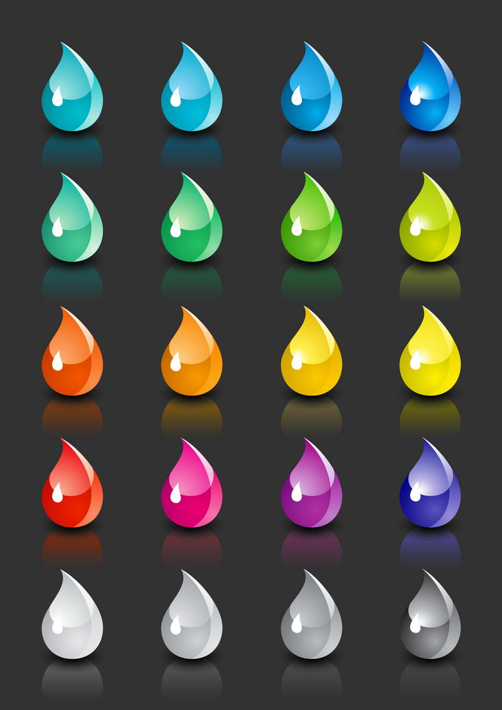 20款各种不同颜色的液滴水滴图片免抠素材