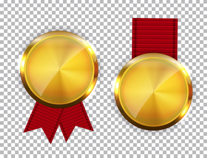 两款金属色光泽奖章设计图片免抠矢量素材 标志LOGO-第1张