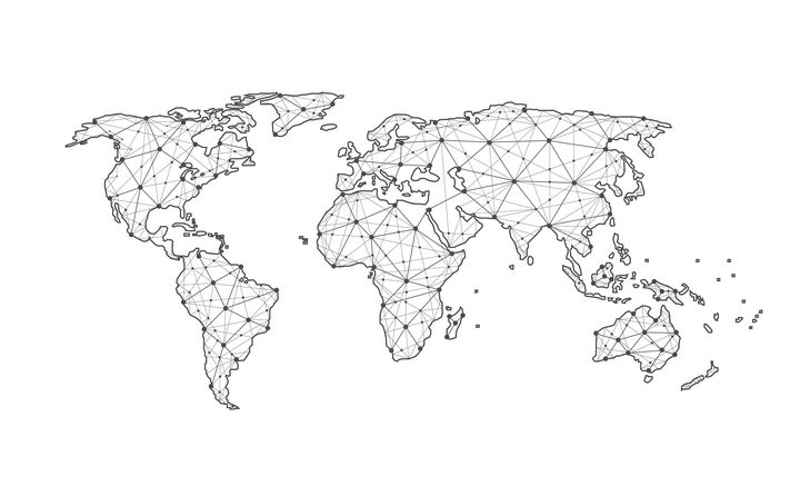 点和线组成的三角形多边形世界地图图案图片免抠矢量素材 科学地理-第1张