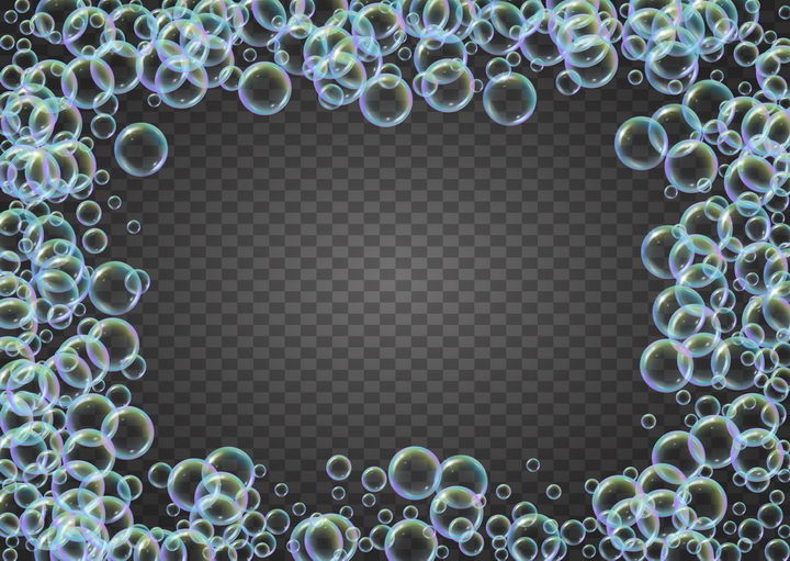 各种彩色泡泡肥皂泡组成的边框图片免抠矢量素材 边框纹理-第1张