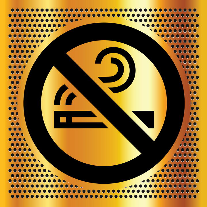 金色青铜金属禁止吸烟标志警示牌图片免抠矢量素材 生活素材-第1张