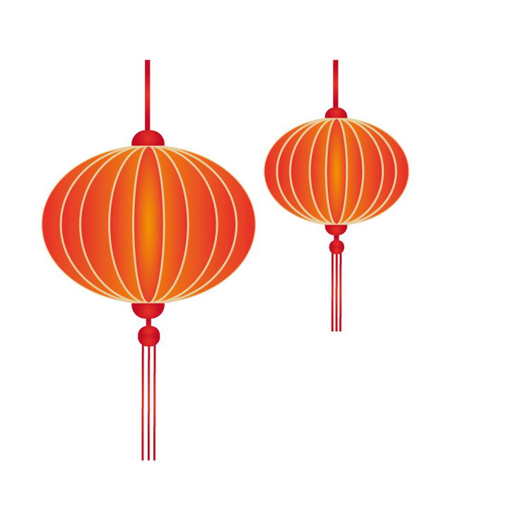 简约的红黄相间的圆形春节新年节日红灯笼图片免抠矢量素材 设计盒子