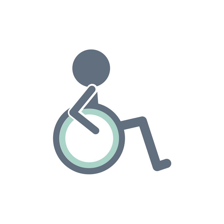 双色扁平化轮椅车人物图标标志图片免抠矢量素材 健康医疗-第1张