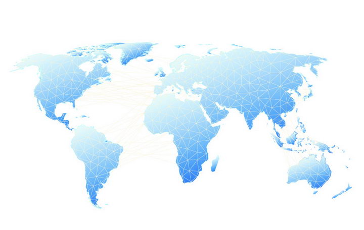 白色线条构成的三角形组成的蓝色世界地图图片免抠矢量素材 科学地理-第1张