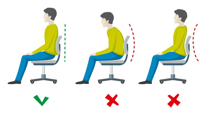 正确坐姿和错误坐姿对比图图片免抠素材 健康医疗-第1张