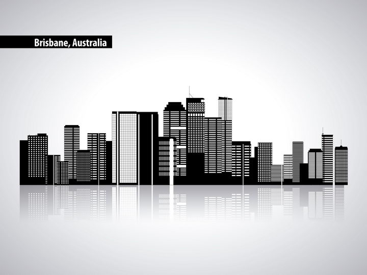 黑白色组成的城市建筑天际线倒影图片免抠矢量图素材 建筑装修-第1张