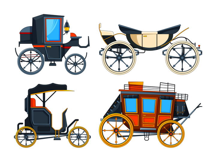 四款复古的马车图片免抠矢量素材 交通运输-第1张
