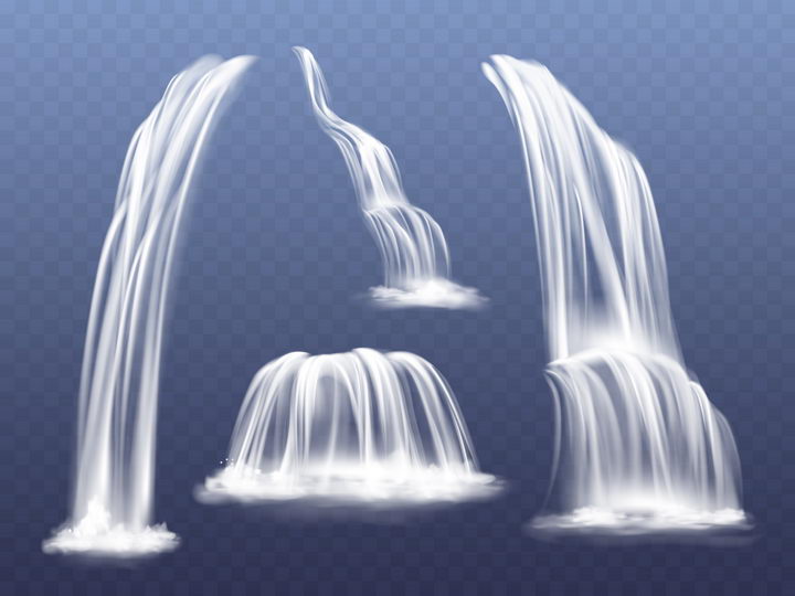 4款流水瀑布效果图片免抠矢量素材 生物自然-第1张