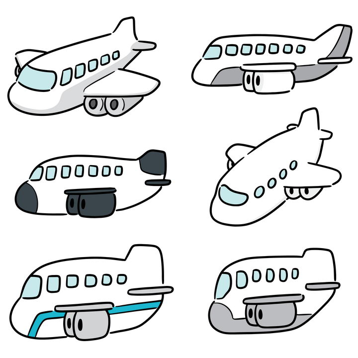 6款超可爱卡通飞机图片免抠素材 简笔画-第1张