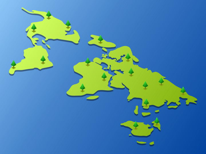 种树的绿色世界地图大陆鸟瞰图图片免抠矢量素材 科学地理-第1张