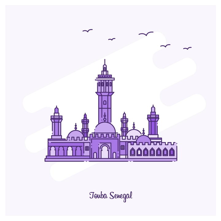 紫色断点线条风格城堡建筑旅游景点图片免抠矢量图素材 建筑装修-第1张