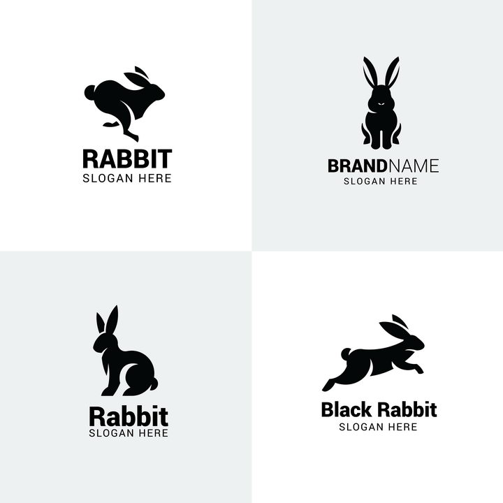 4款小兔子剪影logo设计方案图片免抠矢量素材 标志logo