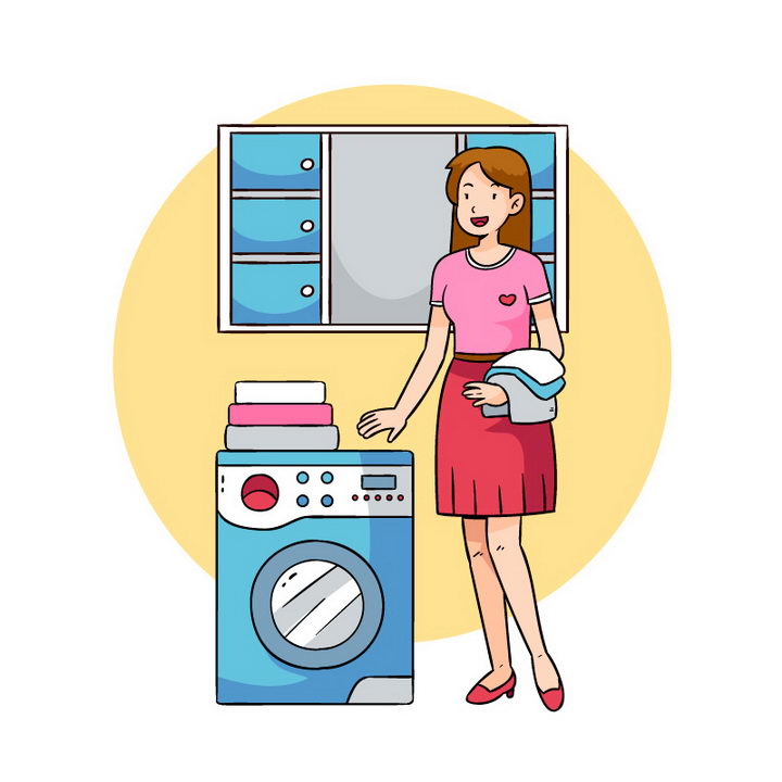 洗衣服的漫画简单图片图片