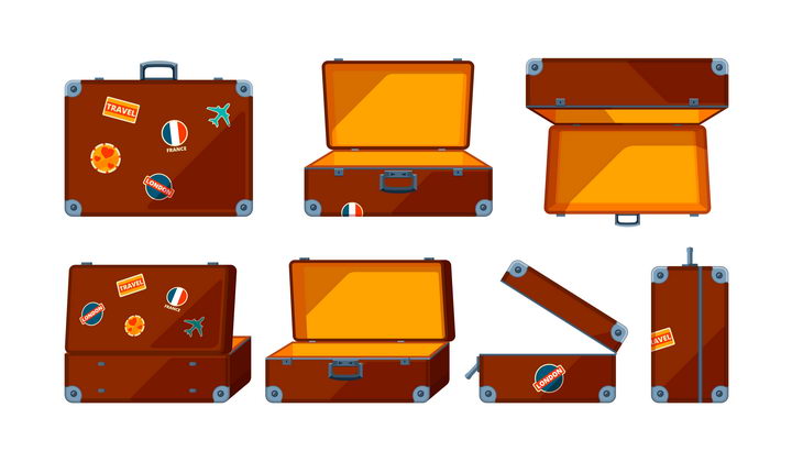 各种不同角度的旅行箱行李箱包图片免抠矢量素材 生活素材-第1张