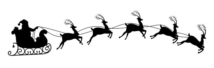 圣诞老人驾驶着驯鹿拉着的圣诞车剪影圣诞节图片免抠矢量素材 节日素材-第1张