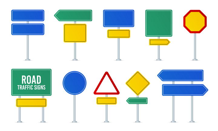 10款各种类型的道路标识牌指示牌图片免抠素材 设计盒子