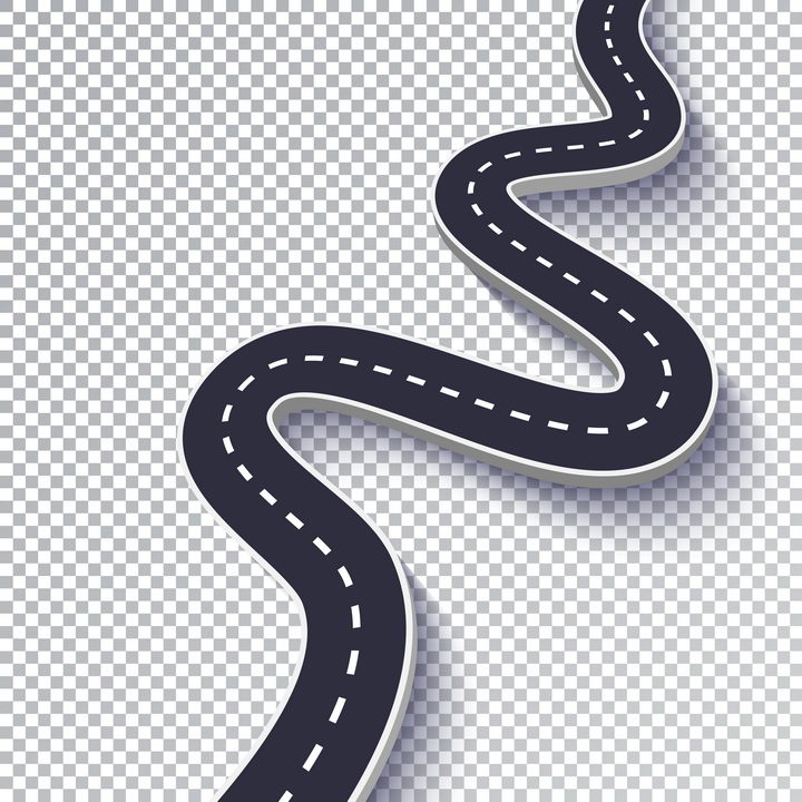 简约弯曲的立体公路道路步骤图时间轴图片免抠矢量图 PPT元素-第1张