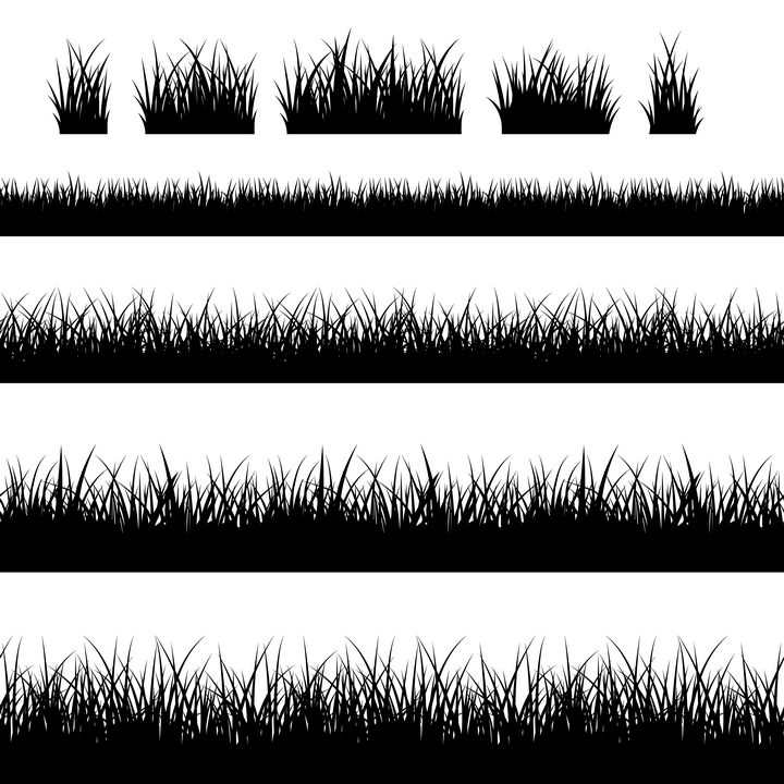 5款草地装饰剪影图片免抠矢量素材