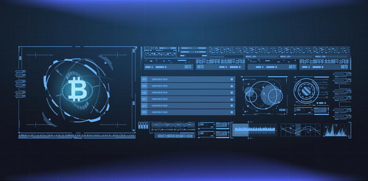 蓝色科幻风格比特币信息展示图片免抠矢量素材 IT科技-第1张