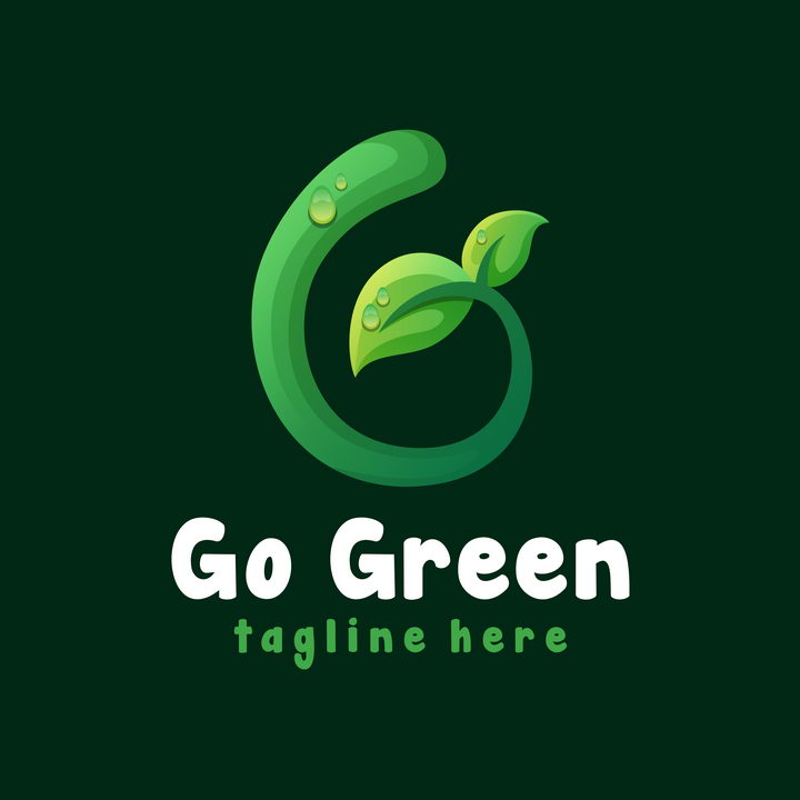 绿色弯曲的嫩芽发芽植物logo设计方案图片免抠素材