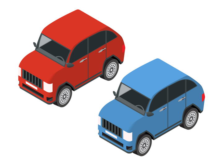 红色和蓝色卡通小汽车图片免抠素材 交通运输-第1张