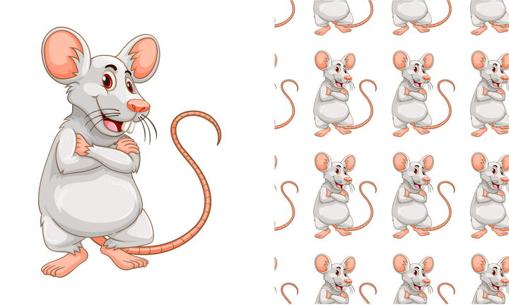 可爱的灰色卡通小老鼠图片免抠矢量图素材 生物自然-第1张