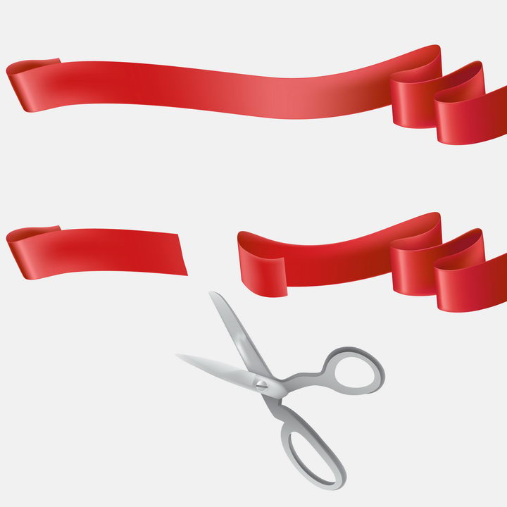 红色丝带剪刀开业剪彩图片免抠矢量素材 生活素材-第1张