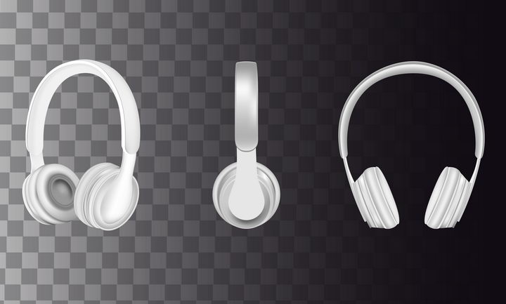 3个角度的白色耳机耳麦图片免抠素材 IT科技-第1张