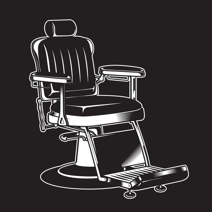 黑白画风格理发店美发店椅子美发椅转椅图片免抠矢量素材