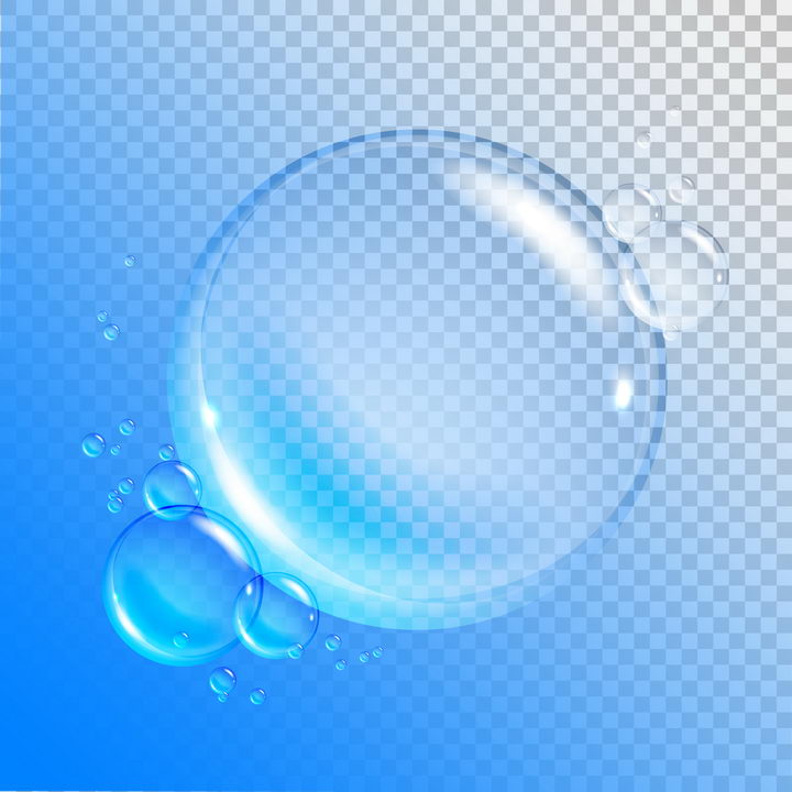 半透明的蓝色水珠水滴图片免抠矢量图素材 效果元素-第1张