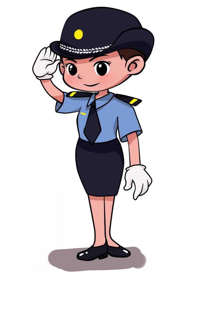 正在敬礼的卡通女警察图片免抠png素材 人物素材-第1张
